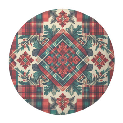 Warm Tartan Designs Braided Rug