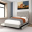 Grand lit plateforme en velours gris moderne avec couchette simple et tiroirs de rangement Tomm Spirz (aucun sommier requis)-120348690