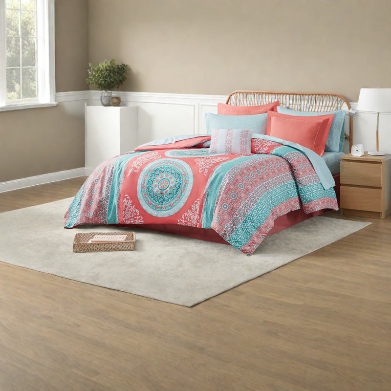 Ensembles de literie corail confortables, style bohème en polyester doux pour la maison