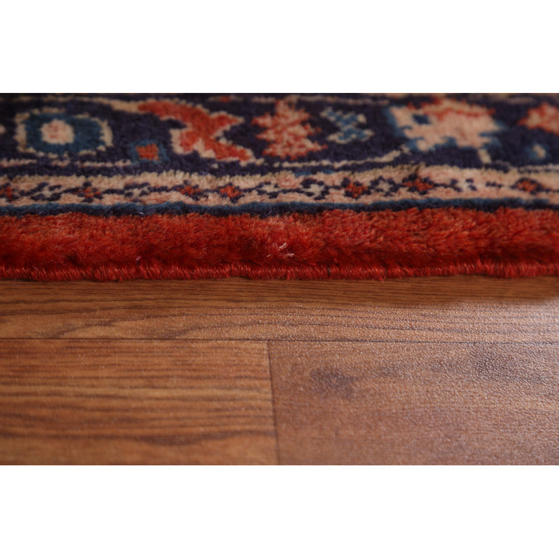 Tapis de couloir géométrique rouge Viss Persian Design noué à la main 4 x 11