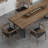 Nut-Brown Rectangular Solid Wood Dining Table-1847712983