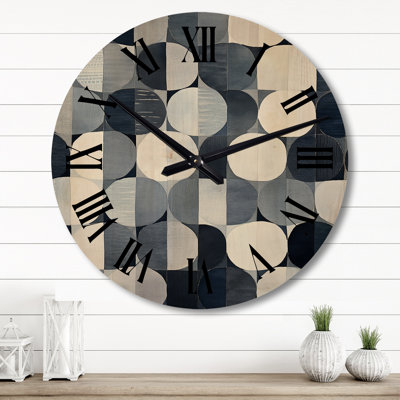 Horloge murale en forme de cercle aquarelle sur fond bleu délavé rétro III
