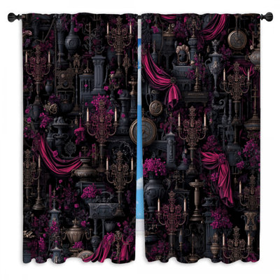 Gothic Candle Holders Drapes Window Curtains Gothic Sheer & Room Darkening - 2 Panels