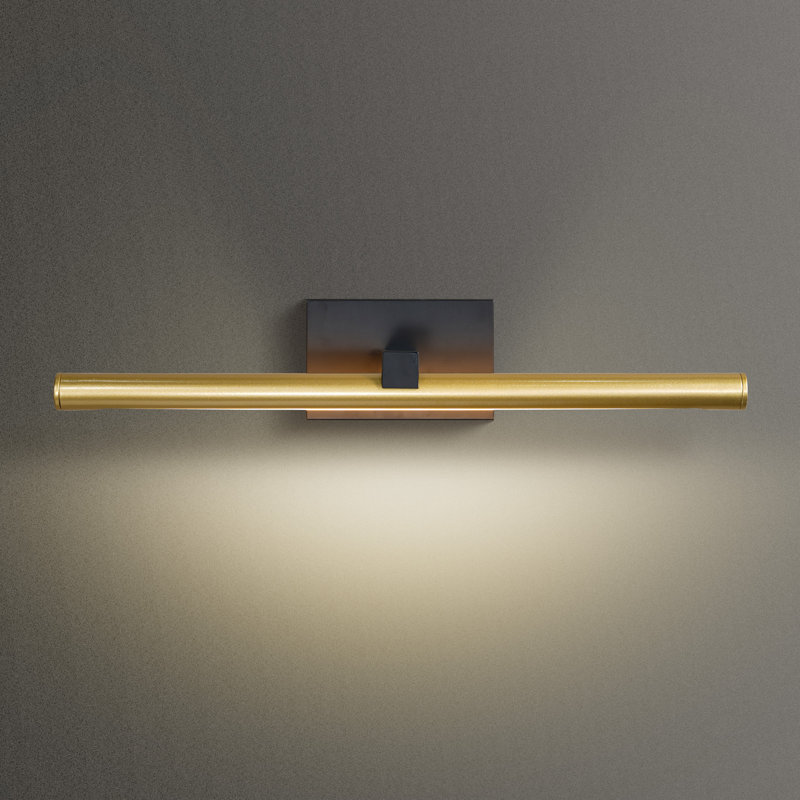 Luminaire de meuble-lavabo mural 24 po moderne en laiton, H 4 po x l 24 po x P 7 po, Doré
