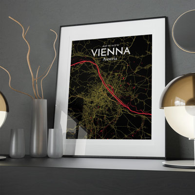 Vienna City Map In Contrast - No Frame Print