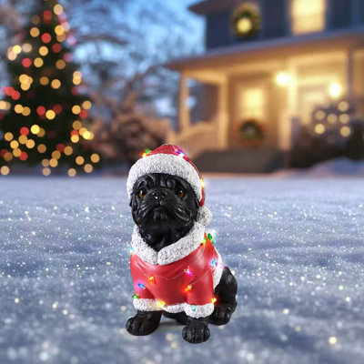 Holiday Christmas Dog Statue