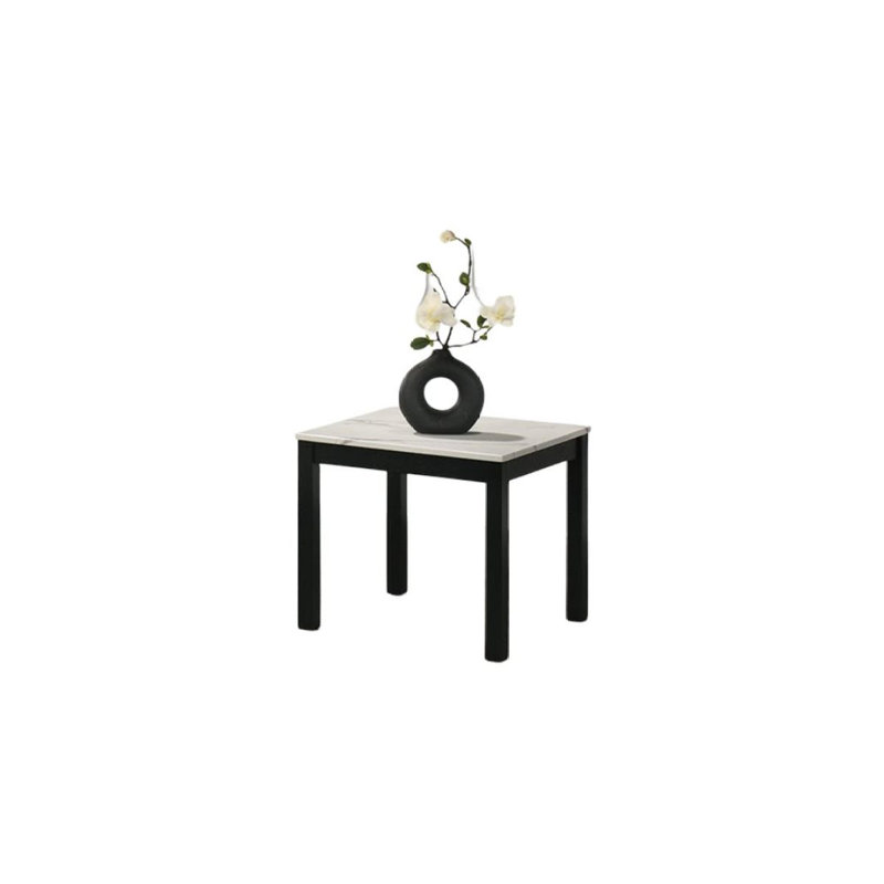 Ensemble de table contemporaine 3 pièces à finition blanche 1 table basse 1 table de bout 2 pieds en marbre, Blanc