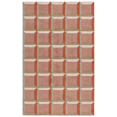 Tapis rose / beige en laine / coton touffeté à la main Nickelsen