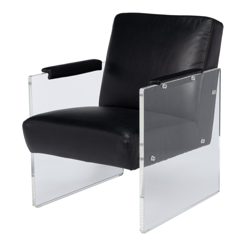 Holloway Leather Armchair, Black Genuine Leather