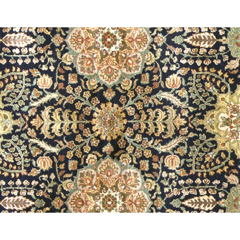 Hand Knotted Wool Oriental Area Rug in Black And Gold