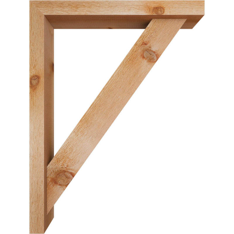 Traditional Block Bracket w/ Offset Brace, 32 x 24, 4"W Western Red Cedar (Rough Sawn)