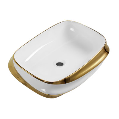 Lavabo de salle de bain rectangulaire en céramique blanc moderne 24 x 17 pouces Topcraft