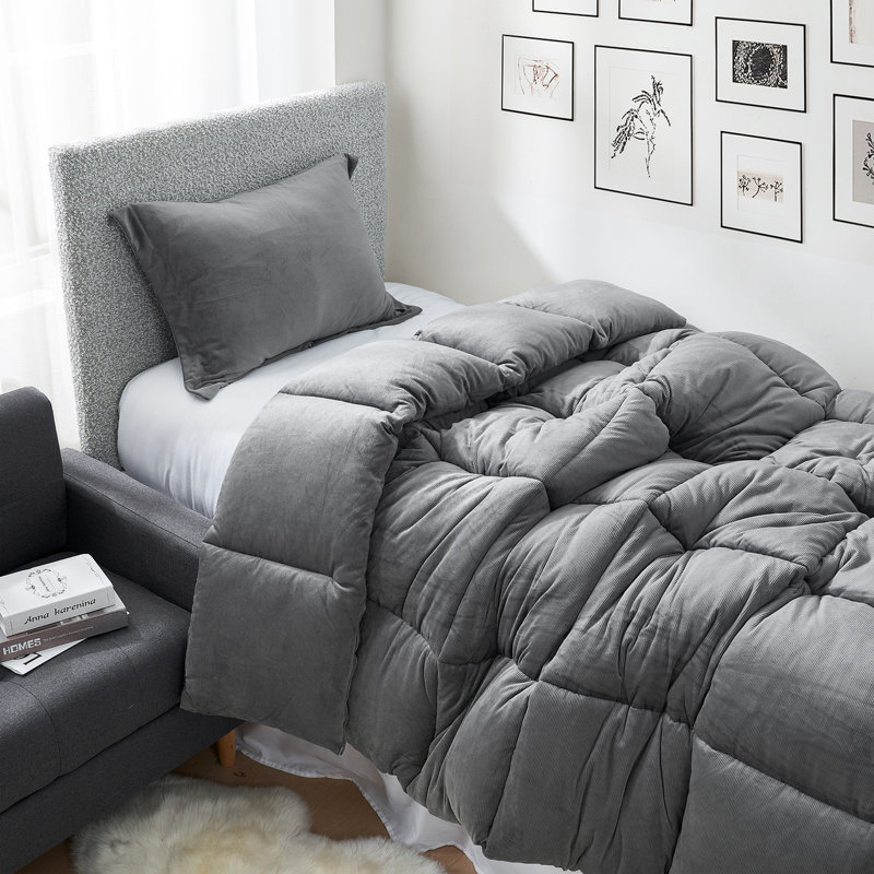 Coma Inducer Bedding, Twin Extra Long Comforter + 1 Standard Pillow Sham, Gray