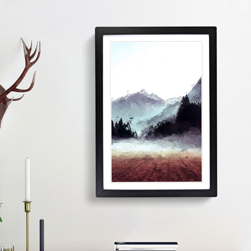 Fog over Luttach in Italy - Picture Frame Painting Print, 36cm H x 27cm W x 2cm D, Black Framed