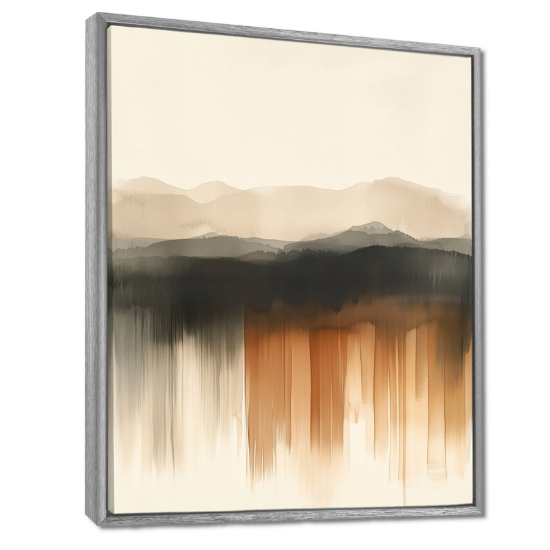 Art mural abstrait beige, toile de formes modernes, Boska, H 32 po x l 24 po, Encadrement argenté