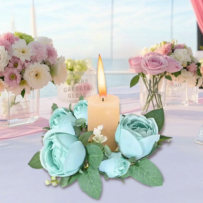 Couronne de 4 petites bougies roses, Bleu