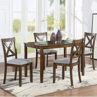 Ensemble de chaises de salle à manger pour 4 personnes, chaise de cuisine avec siège rembourré, chaise d'appoint pour salle à manger, noyer