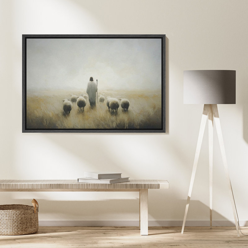 Reproduction d'art sur toile, berger, H 16 po x l 24 po, Noir, Impression encadrée sans passe-partout