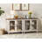 End Table For Bedroom With 4 Glass Door, Mid Century Modern Wooden Large Closet Storage Organizer, Rusitc White