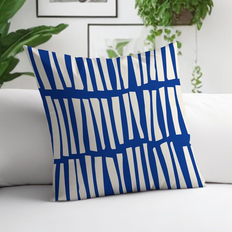 Coussin décoratif réversible Clayton, Bleu marine / Blanc cassé, H 15 po x l 15 po