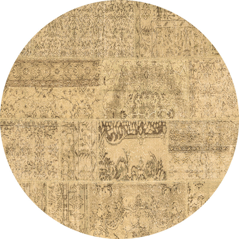 Washable Patchwork Indoor Rug, Round 4'