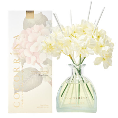  Ensemble de diffuseur de roseaux en lin propre, 8,5 oz liq. Avec 8 bâtonnets, décoration de parfum de maison durable pour chambre à coucher, salle de bain et bureau