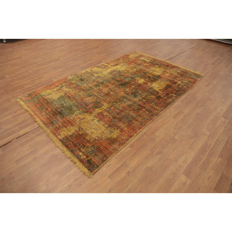 Tapis indien moderne à motif abstrait All-Over 5 x 8