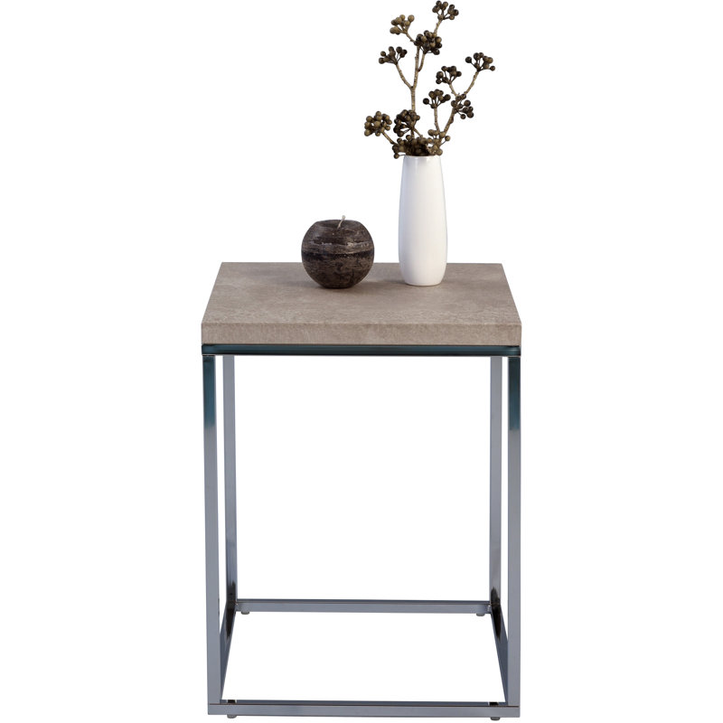 Devos Frame End Table, Silver, Grey