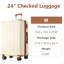 Valise rigide, valises en ABS léger et durable avec roues doubles, bagage à carreaux extensible de 24 po (brun blanc)-132487257