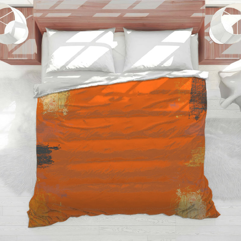 Édredon orange texturé coup de pinceau, Simple extra long