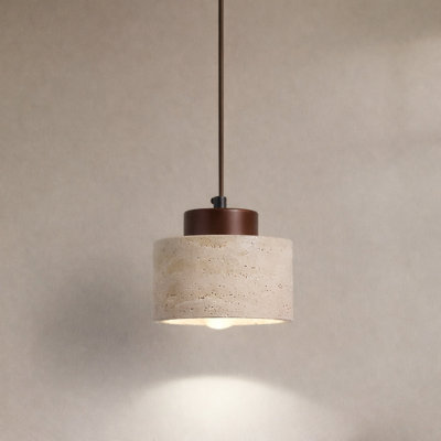 Modern Natural Stone And Wood Pendant Light