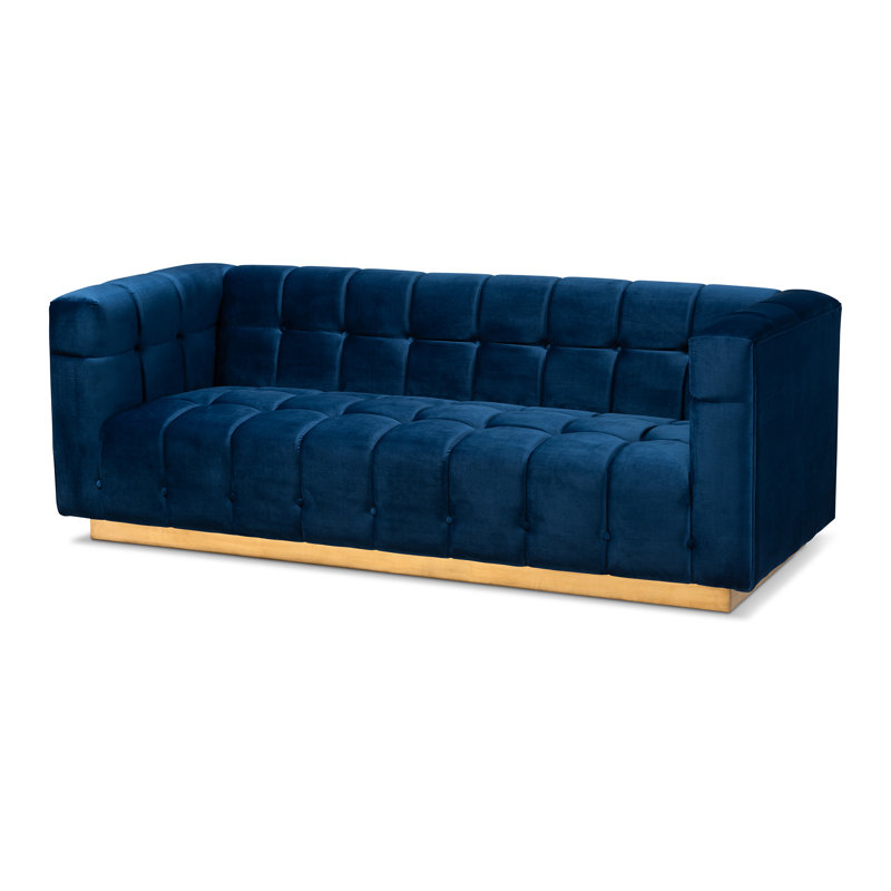 Kmauri 83.5'' Velvet Sofa, Navy Blue