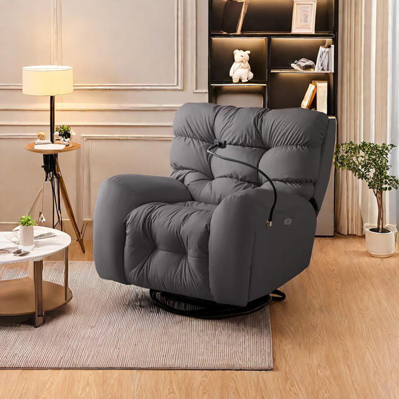 Fauteuil inclinable pivotant en similicuir, Gris
