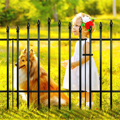 36" H x 28" W Metal Garden Fence Panels, 4 Panels + 1 Gate, 11.6 Ft Total, No Digging Decorative Border Fence, Rust-Resistant Black Landscape Edging for Flower Beds, Yard, Patio