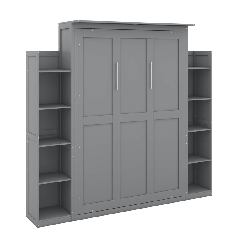 Lit escamotable double avec tablettes et DEL