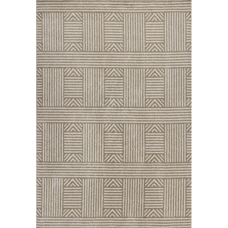 Sommer 2' X 3' Beige and Ivory Geometric Indoor Outdoor Area Rug, Rectangle 1'11" x 3'9"