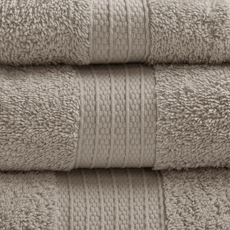 Serviettes de toilette antibactériennes et anti-acariens 100% coton (ensemble de 6), Tanné