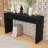Rustic Minimalist Wooden Console Table with Storage Drawers, Adjustable Feet and Curved Edge Design-1260184991