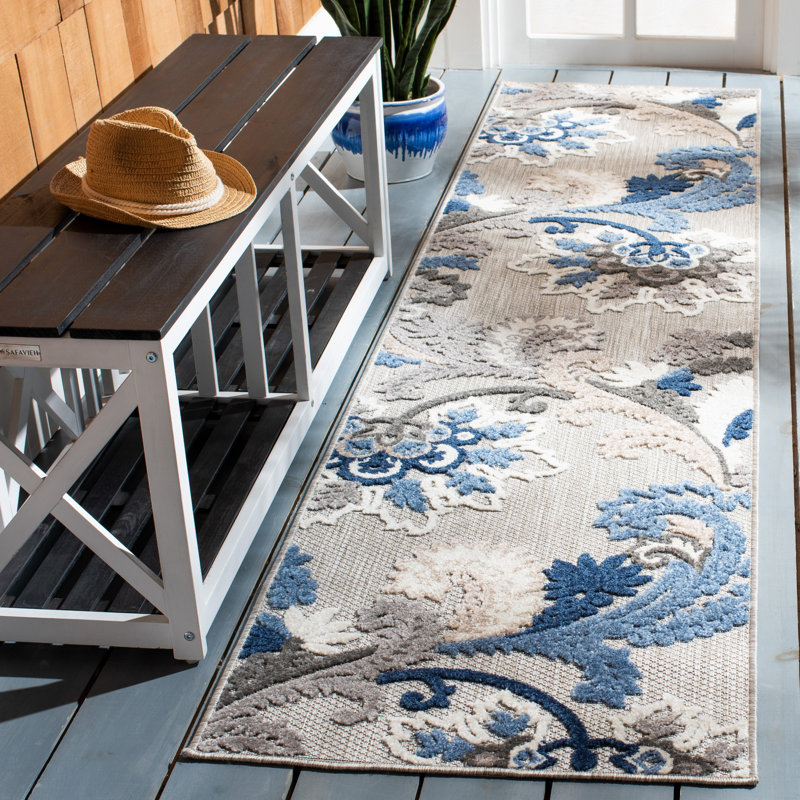 Tapis d'intérieur / extérieur à motif floral Benning Performance, Tapis de couloir 2 pi 2 po x 9 pi