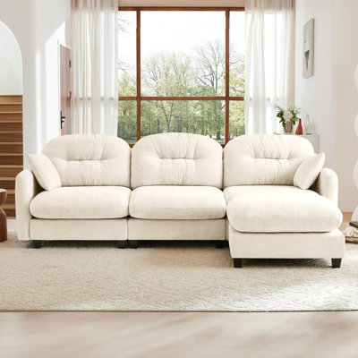 Beige Modular L Shaped Couch With 3 Seats, , Cushion And Comfortable Ergonomic Design For Reading Areas Beige, Shaped Couch, - Seats, Cushion, Cloud Like Seating Comfort, Nooks
