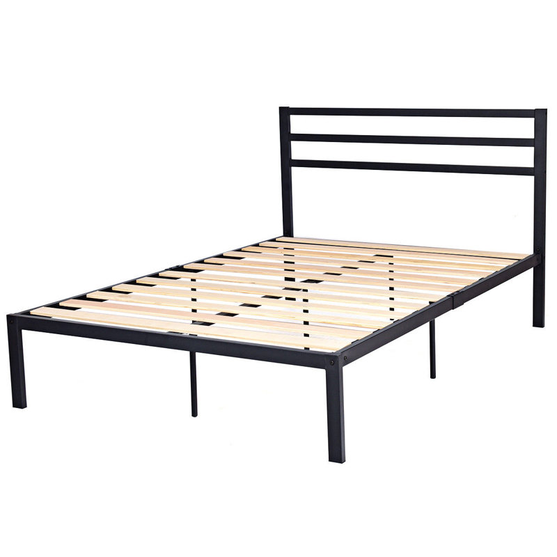 Metal Slat Bed, Black, Queen