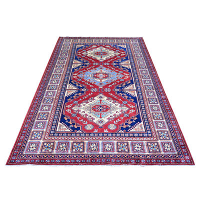 5'8" x 8'1" New Hand Knotted Red Wool Rectangle Oriental Rug - MOA10274836