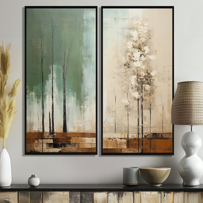 Green Beige Wild Essence Collage II - Green Wall Art 2-Pieces
