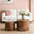 Nesting Coffee Table Set of 2, Modern Round Coffee Table, Wooden Circle Accent Tables for Small Spaces Living Room Bedroom Balcony Office Drum Side Table, Brown Burl-1990382493