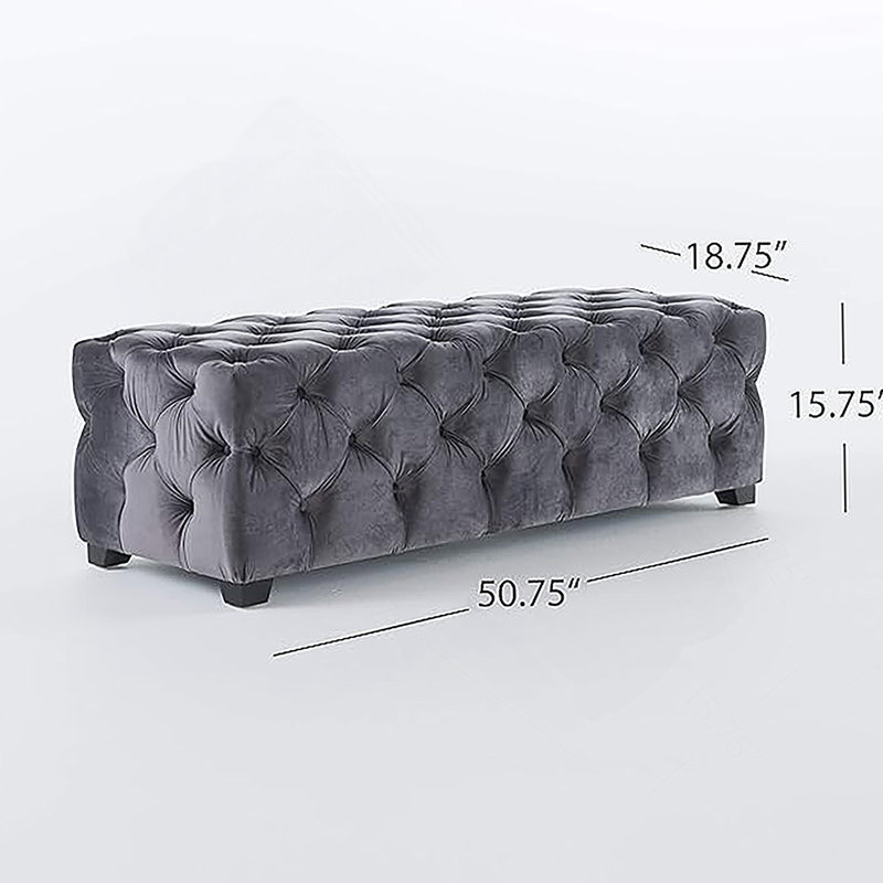 Dannetta Velvet Ottoman, Gray