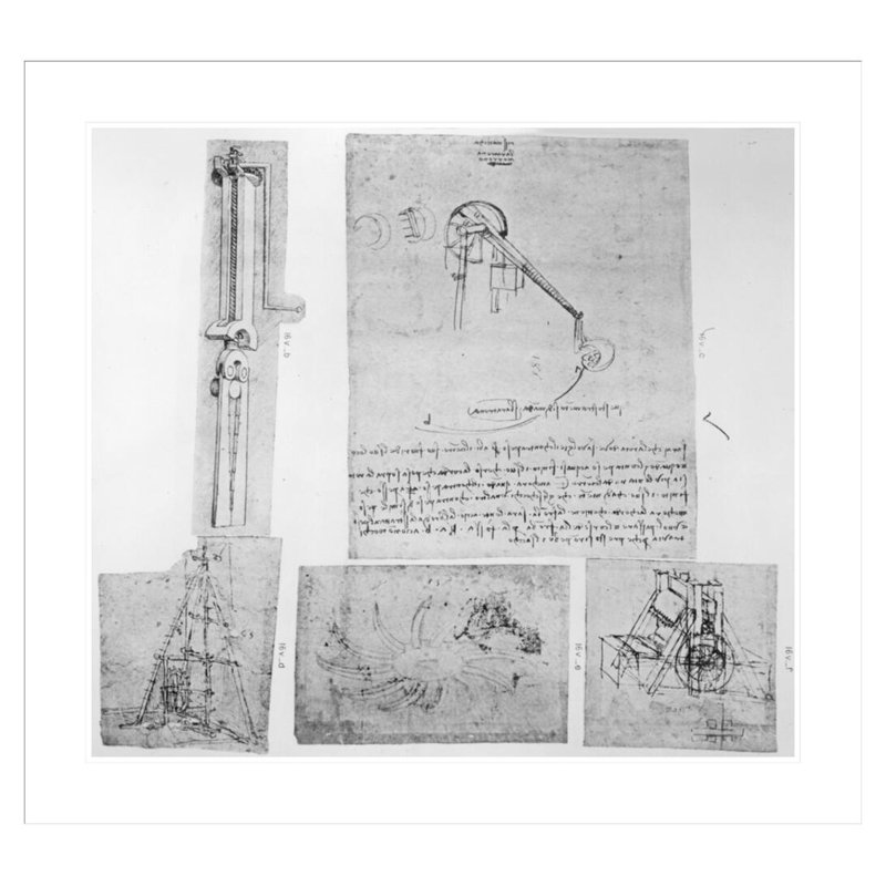 Fol. «16v from the Codex Atlanticus» par Leonardo Da Vinci - Estampe numérique encadrée, H 33,5 po x l 36,52 po