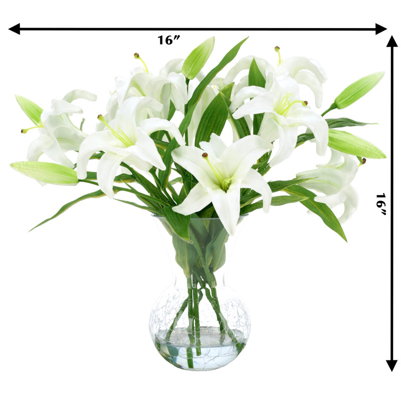 Vase Of Lilies - 16 Inches, White