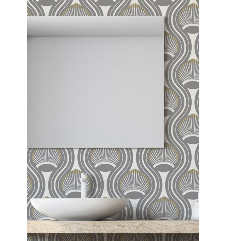 Riviere 10' L x 24" W Wallpaper Roll, Gray, Premium Paper