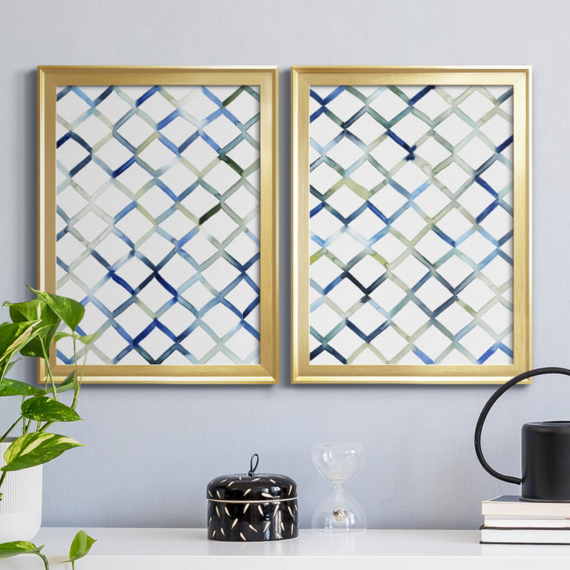 «Sea Lattice I», ensemble de 2 impressions sur toile encadrées, H 42,5 po x l 30,5 po x P 1,25 po, Cadre doré