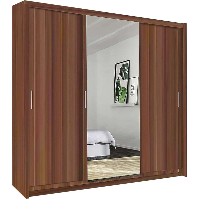 Chuipek 3 Door Manufactured Wood Wardrobe, Walnut